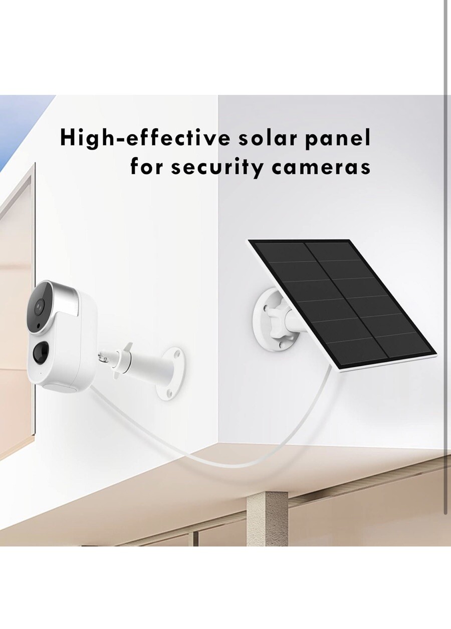 2 Pack Solar Panels 5v 5 Watts Solar Panels for Wireless Outdoor Cameras White