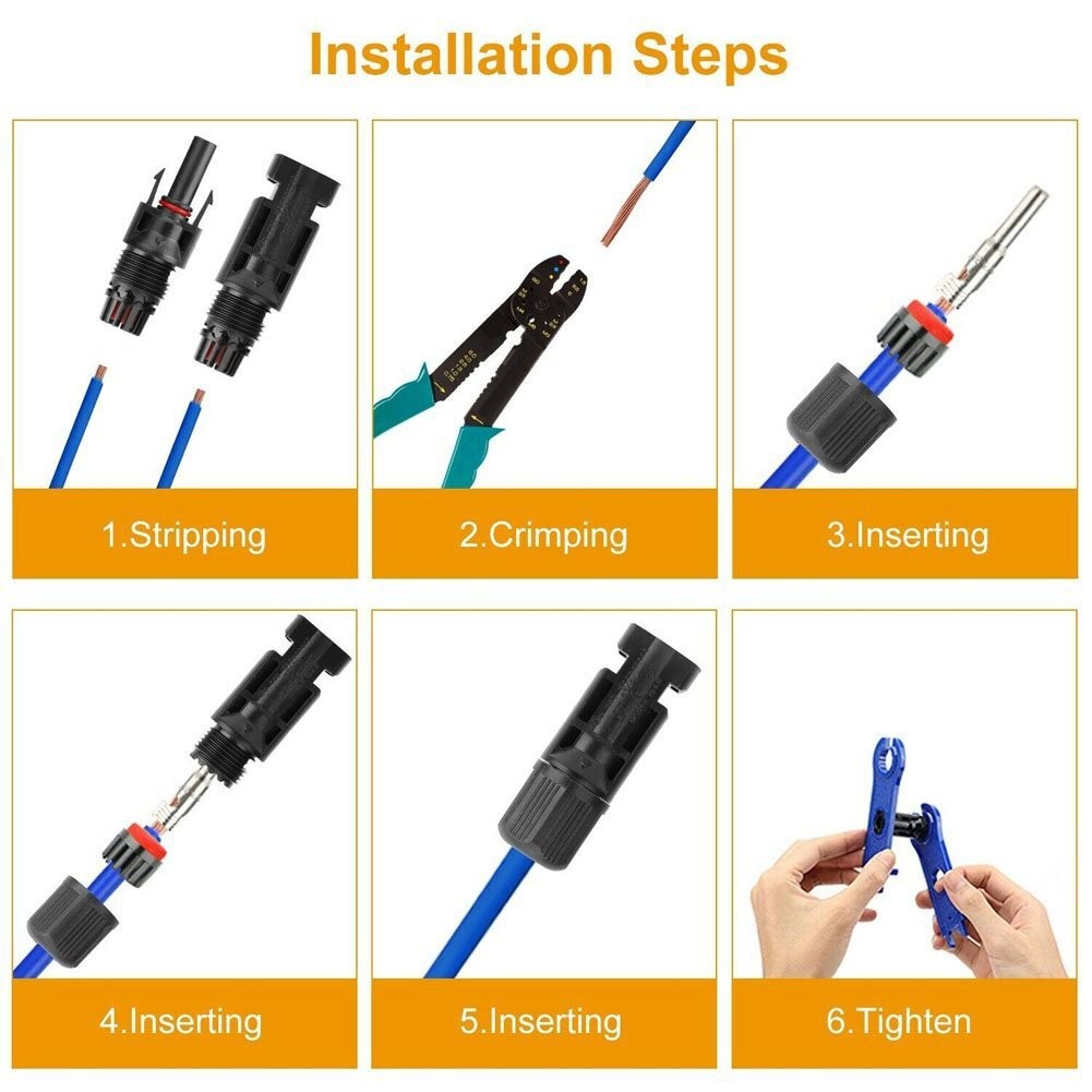 10 Pairs Male Female M/F Wire Cable Connectors Set Solar Panels 30A Waterproof