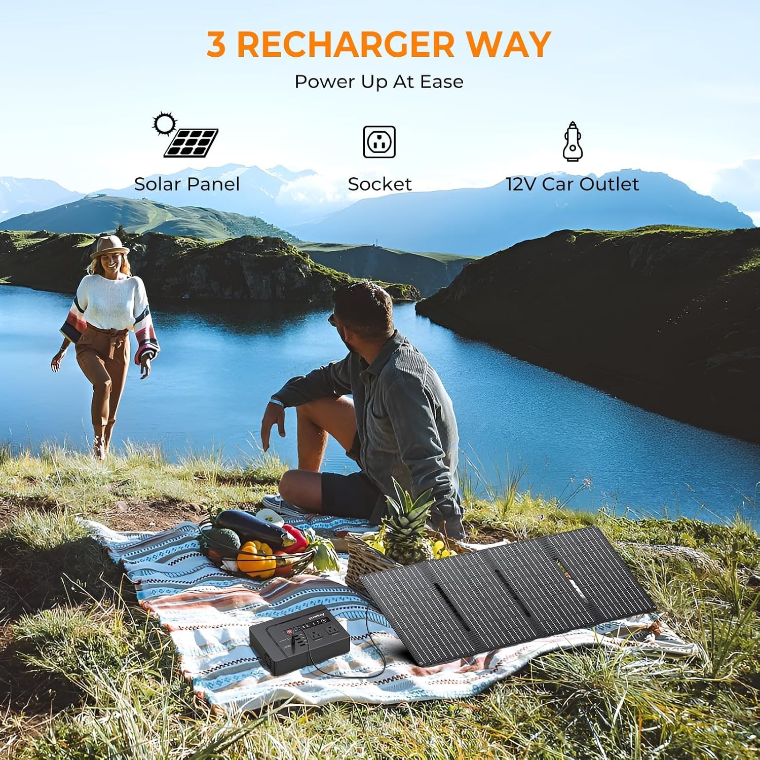 powkey Solar Generator 200W 146Wh Pure Sine Wave AC