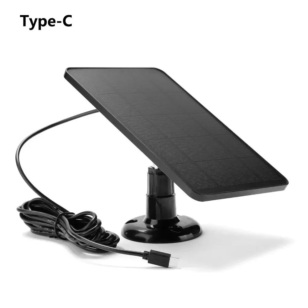 3W Solar Panel USB Type-C Waterproof Charger for Security Camera Doorbell