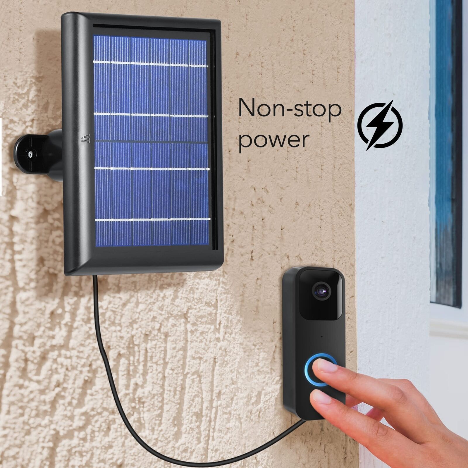 Wasserstein Solar Panel – Compatible with Blink Video Doorbell (Black)