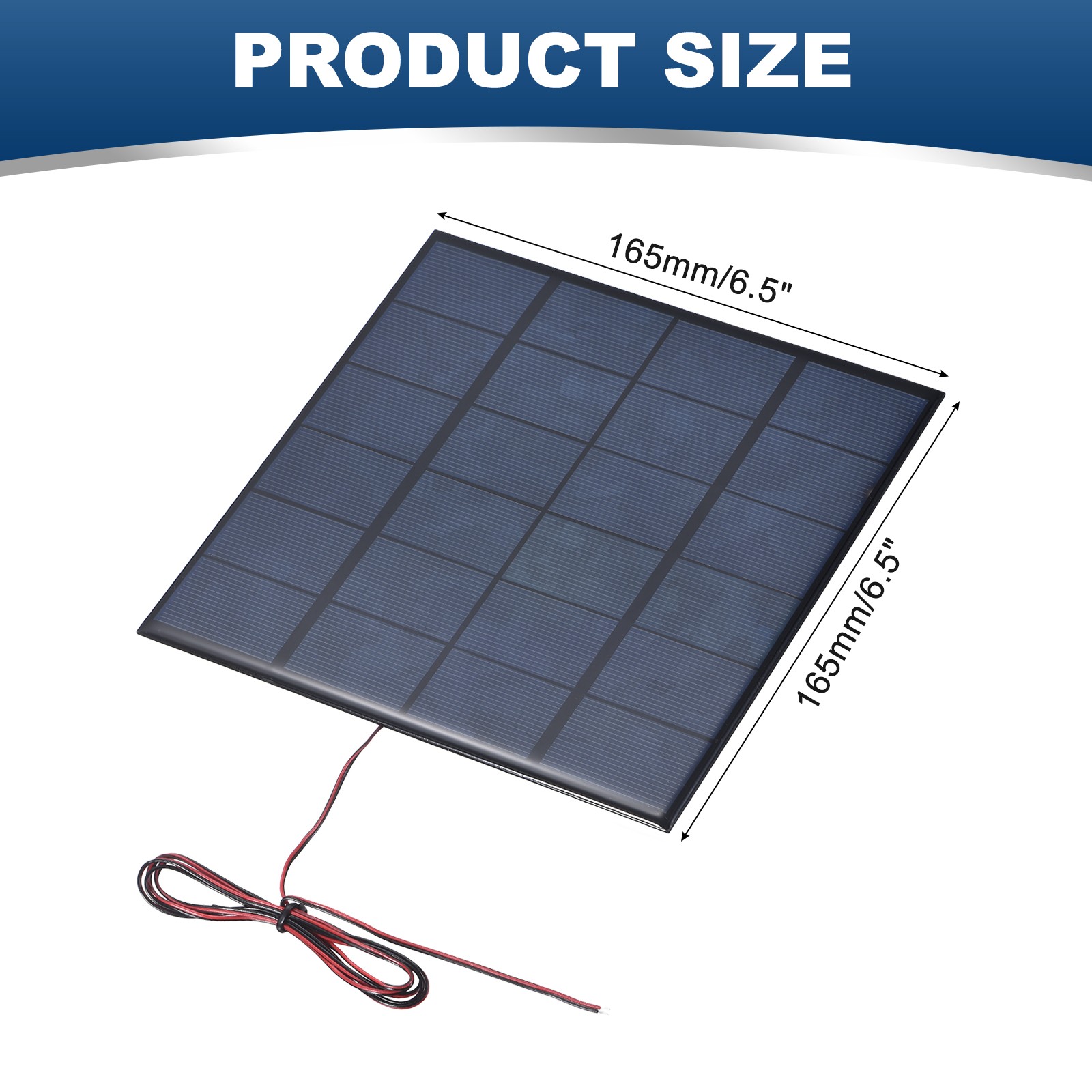 6V 3.3W 550mA Mini Solar Panels with Cable, 165 x 165mm
