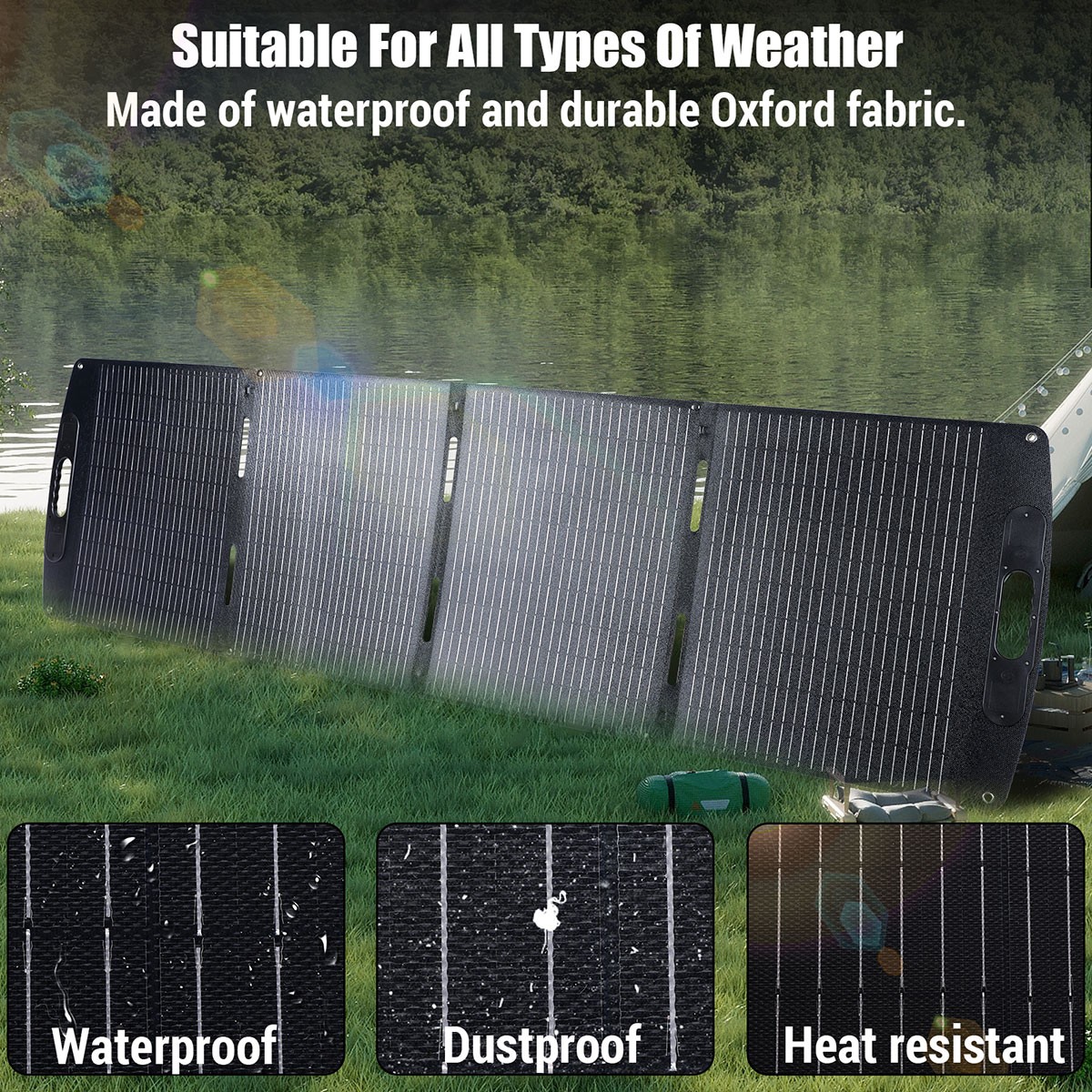 200W Foldable Solar Panel Portable Solar Charger Power Station Rv Camping Home