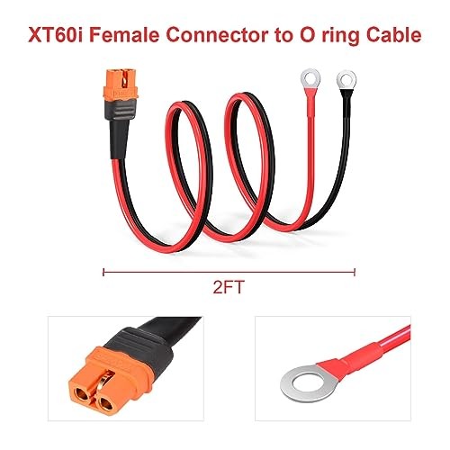XT60i to O Ring Terminal Cable,XT60i Female to O Ring Connector with 2FT 10AWG