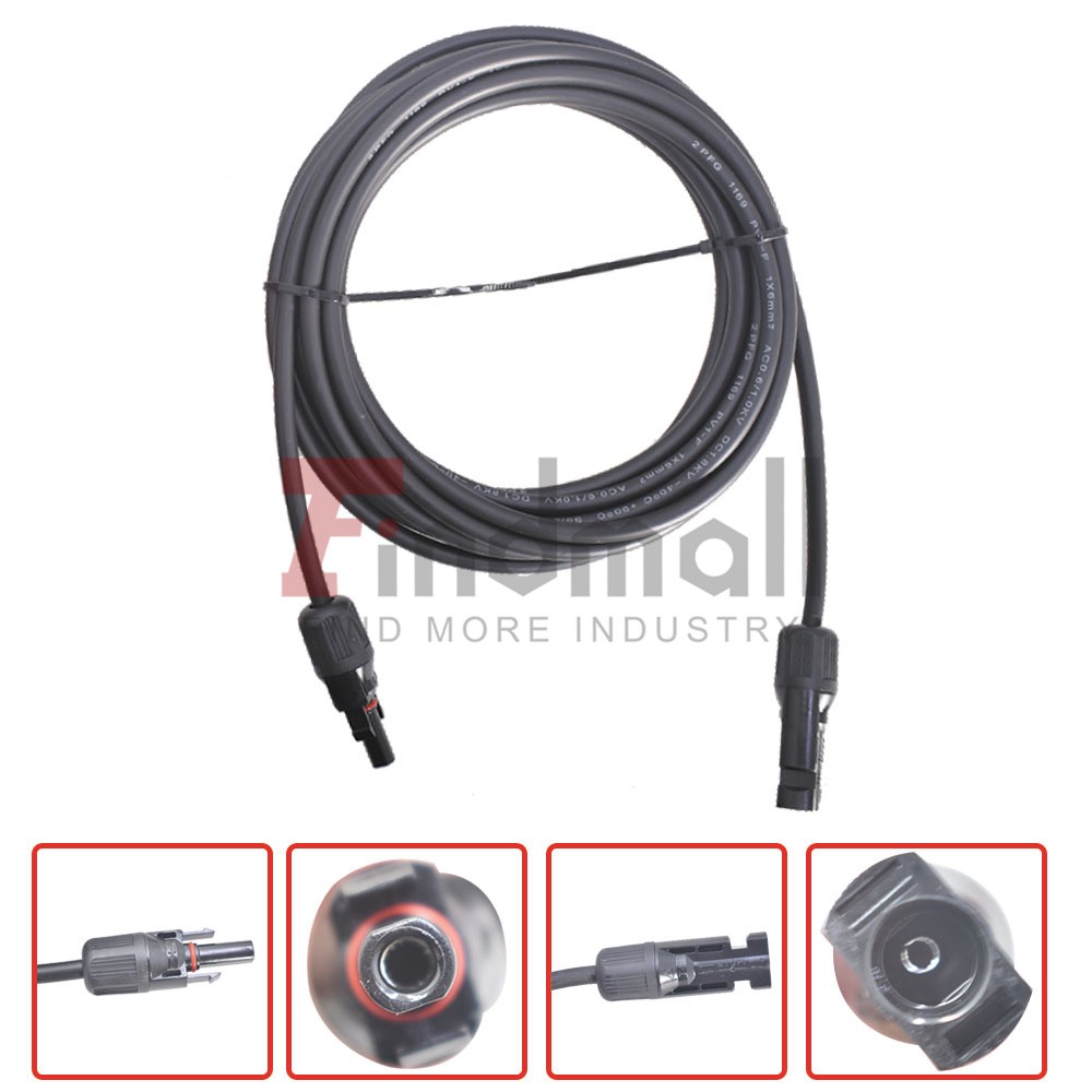 1 Pair Black + Red Solar Panel Extension Cable Wire Connector 12/10 AWG