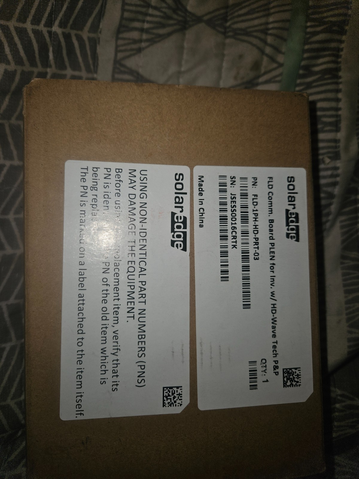 solar edge fld-1ph-prt-02, board plen for inverter w/ hd- wave tech p&p