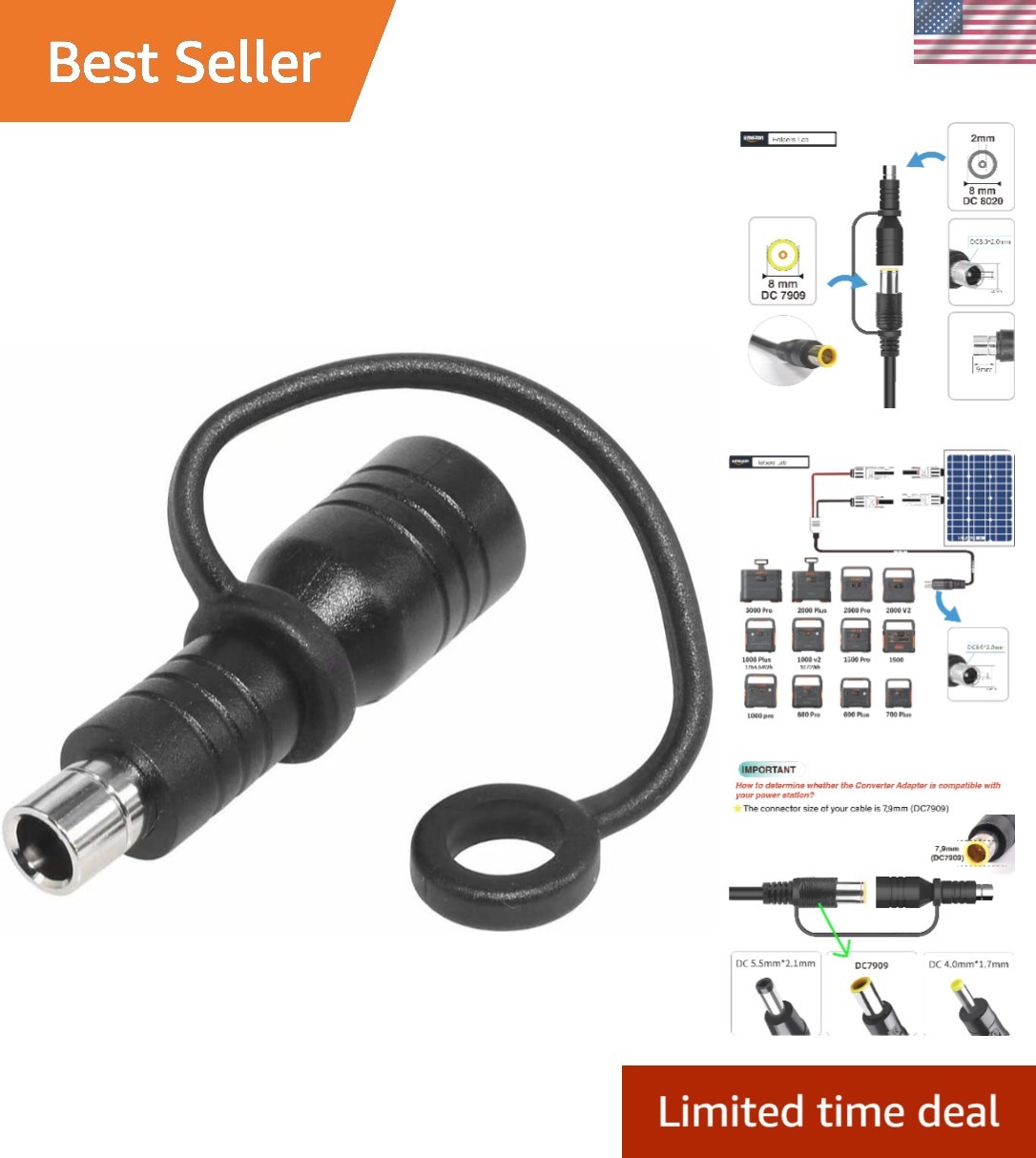 Efficient DC7909 to DC8020 Adapter for Seamless Solar Generator Compatibility