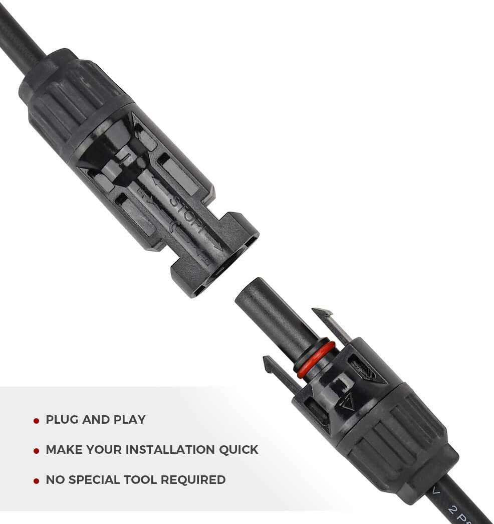 1 to 2 Y Branch 30A 1000VDC Solar Panel Y / T Branch Cable Connection Adapter