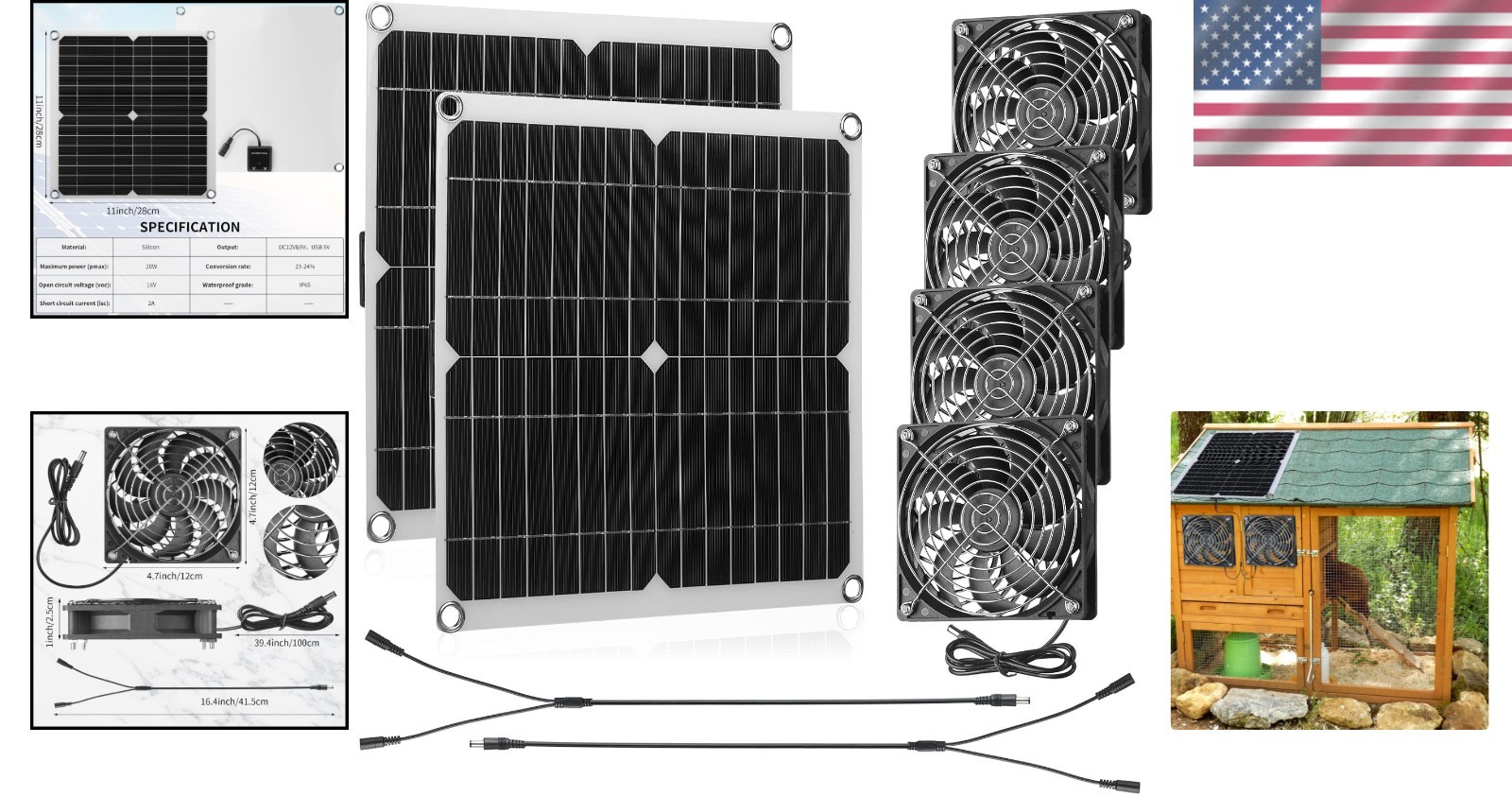 Waterproof Solar Ventilator Fan Set – 16V Power, 3 Speeds for Summer Comfort