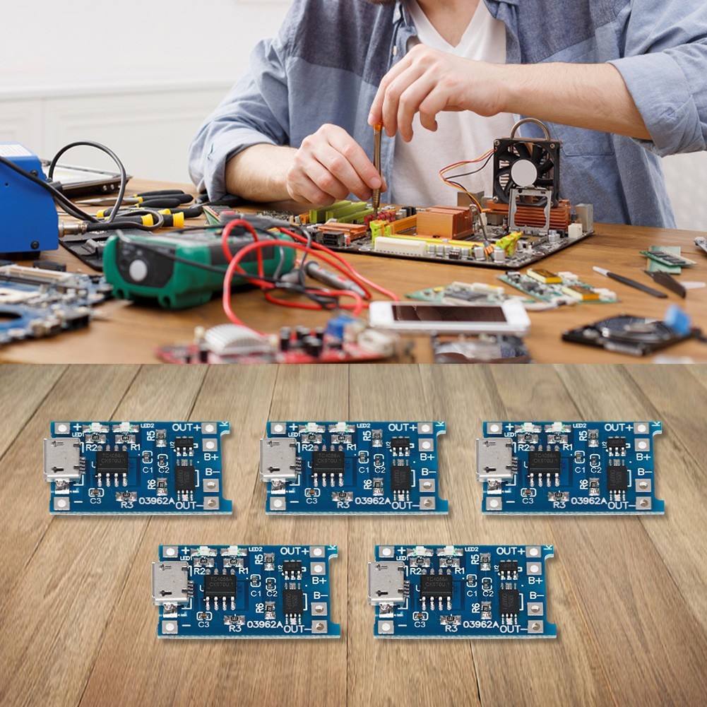 USB 5V 1A Lithium Ion Charging Board Module 5 Pack Work Temp 10C to 85C