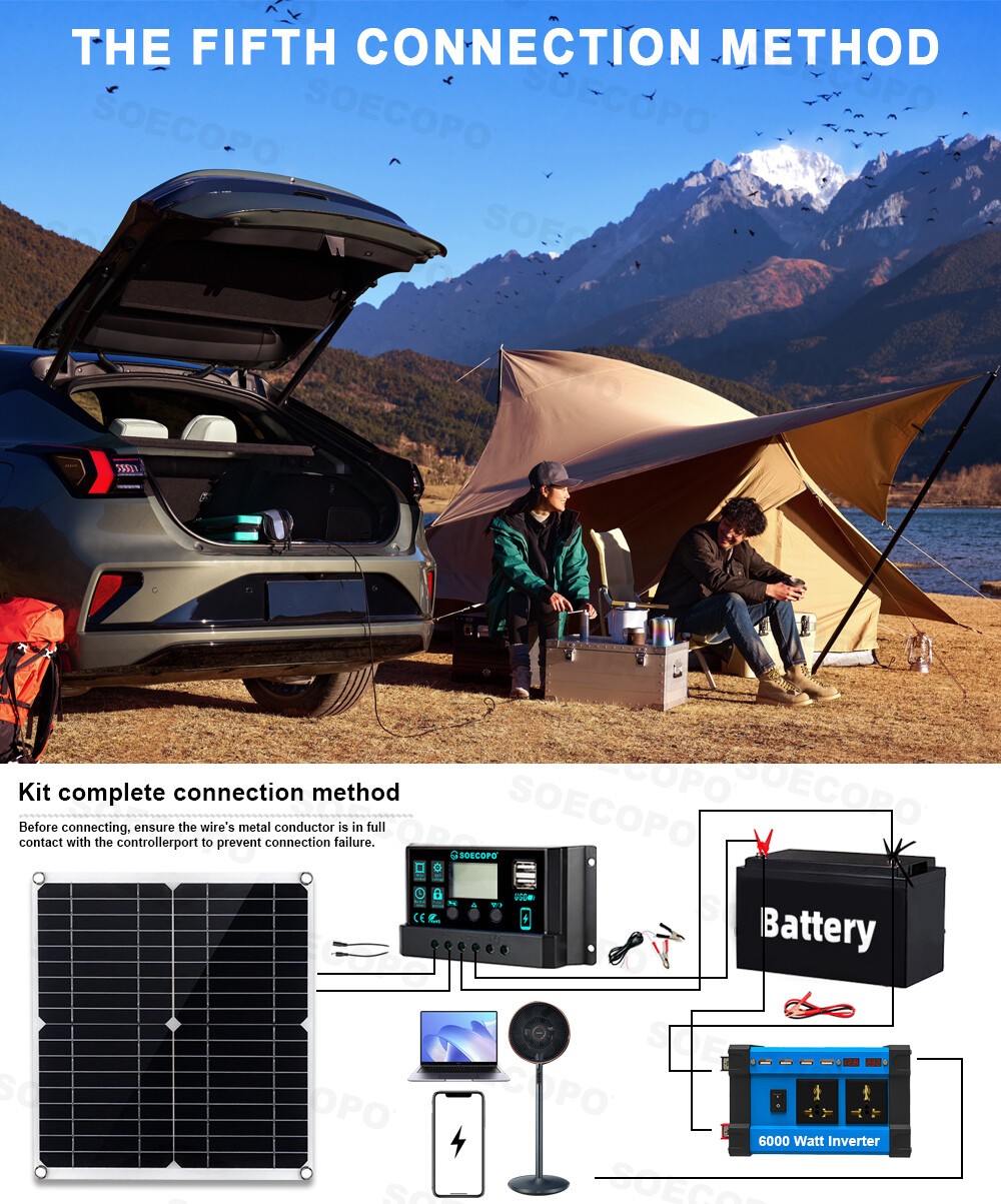 6000W 110V 100A Solar Panel Kit Complete Solar Power Generator Home Grid Systead