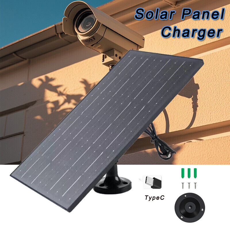 10W 5V Solar Panel for Outdoor Camera Security Cam Type C Port Battery Charger
