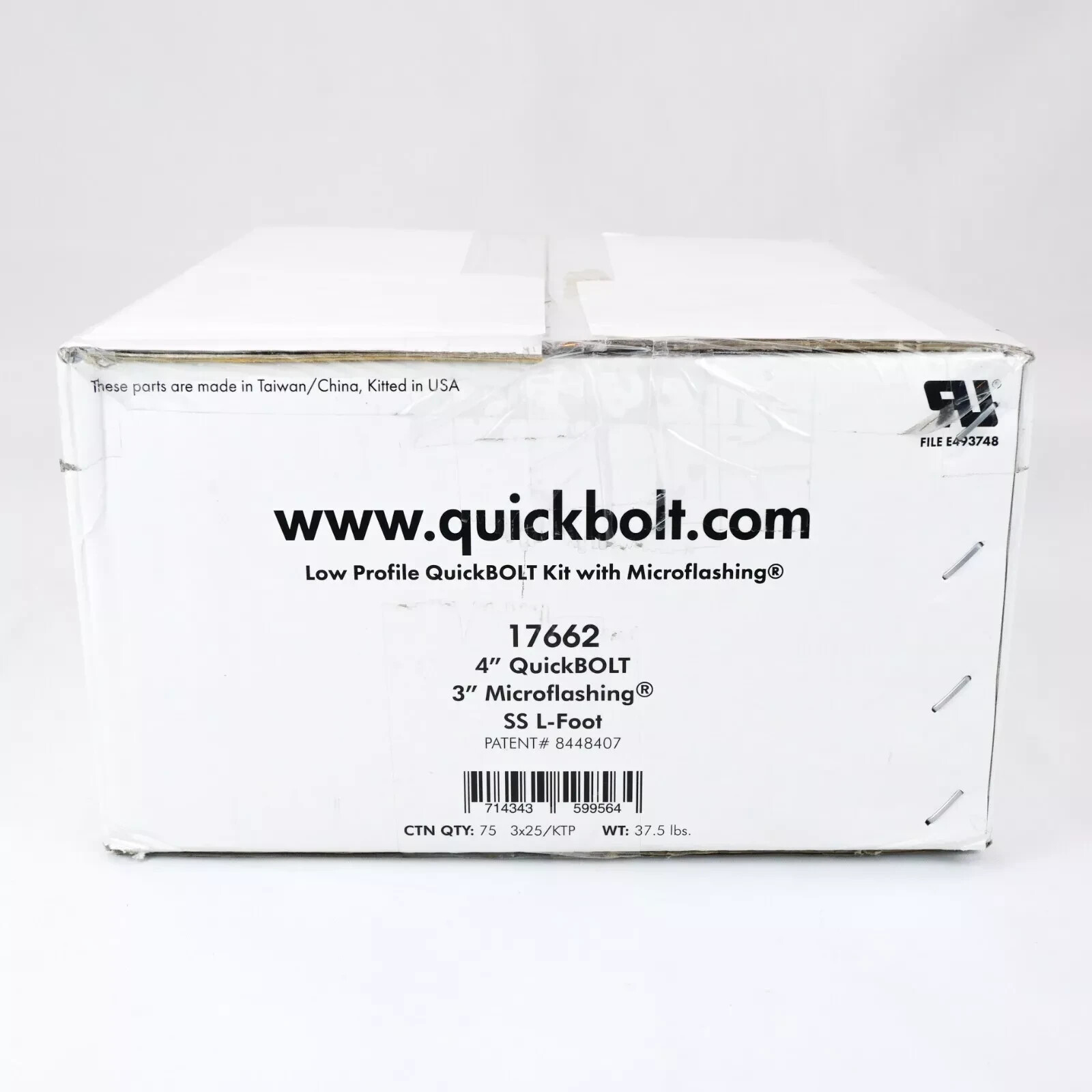 3 BOXES OF 25 – Low Profile 4″ QuickBOLT Kit with 3″ Microflashing & SS L-Foot