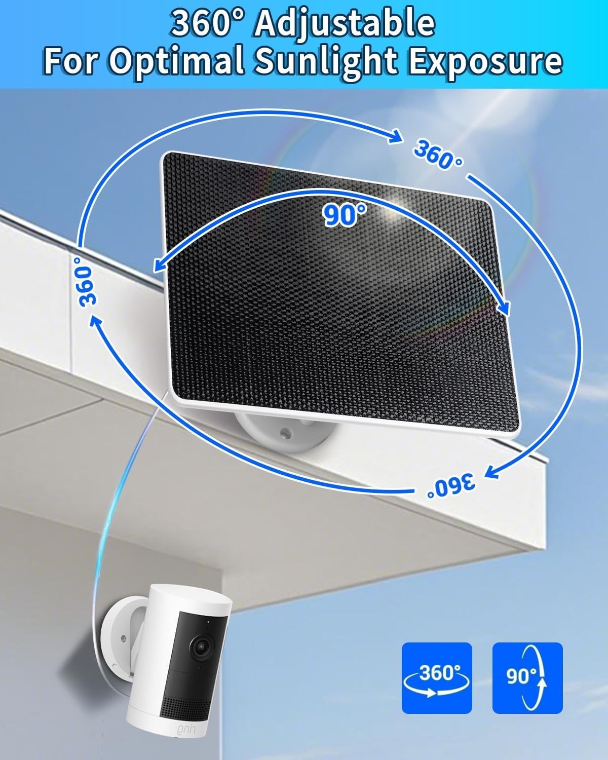 Solar Panel for Ring Camera(2nd Generation) Dustproof Waterproof 5W Solar Panel