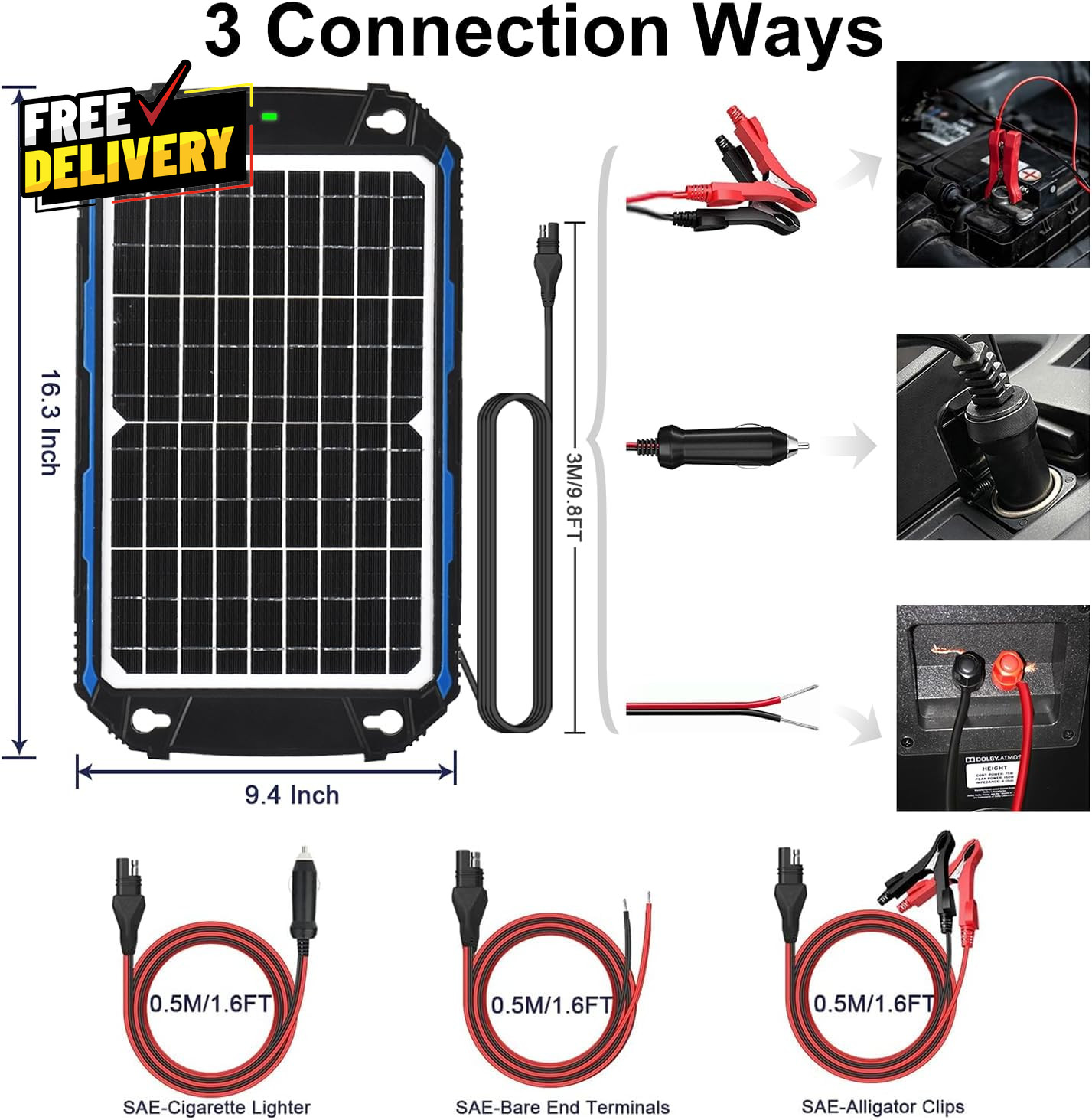 Waterproof 12W 12V Solar Battery Charger & Maintainer Pro Built-In Ultrasmart…