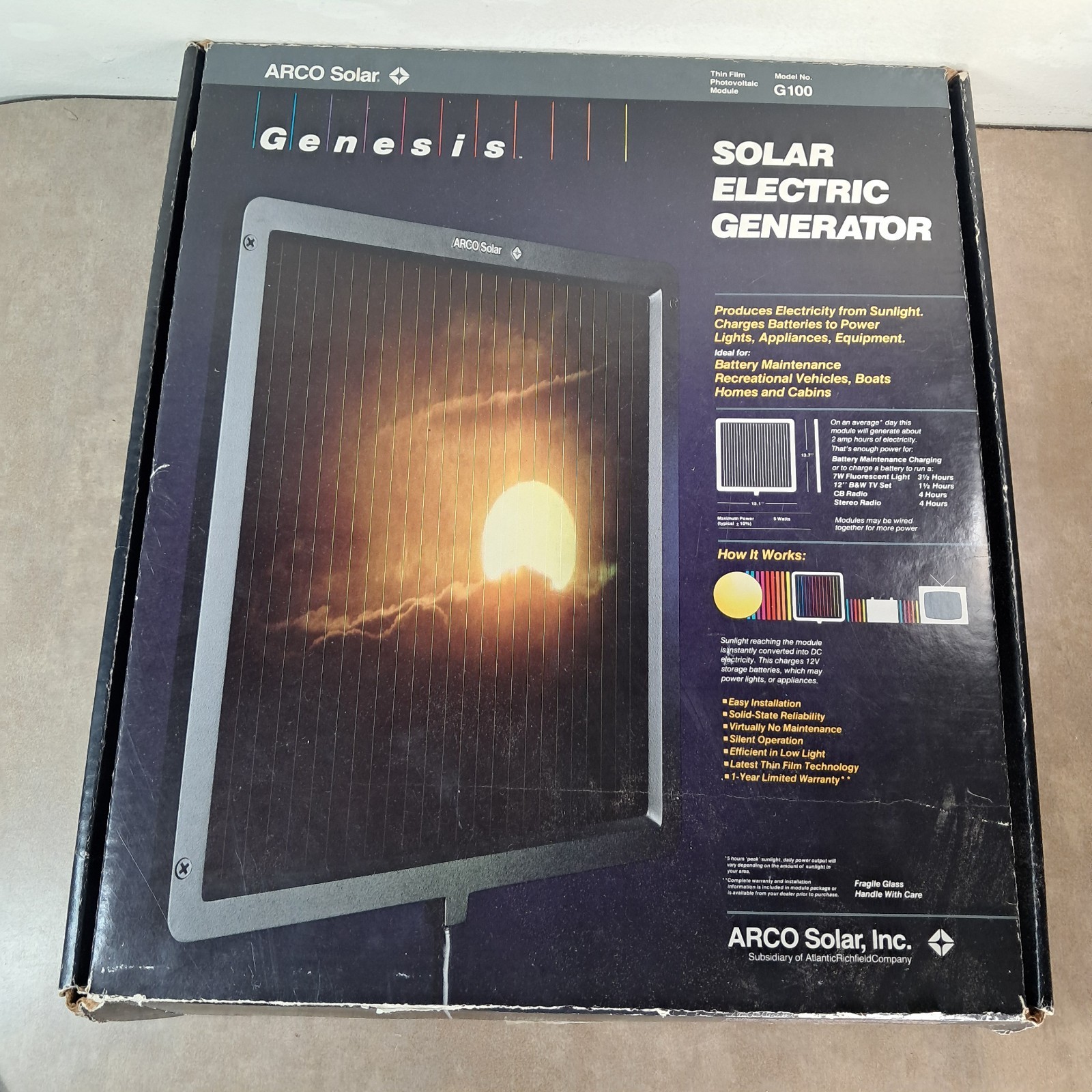 ARCO Solar Genesis G100 5W Thin Film Solar Panel Module USA