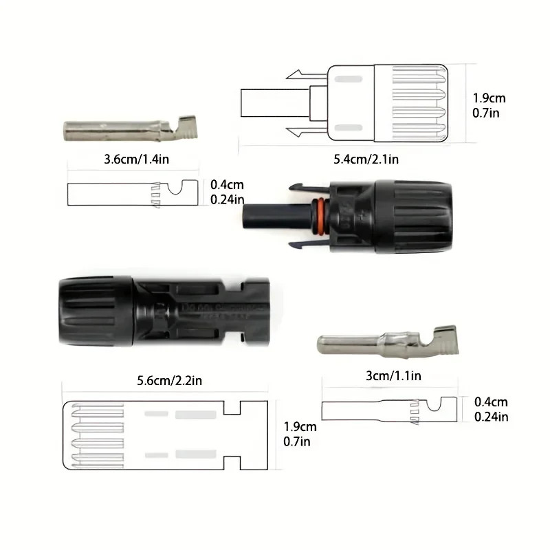 10/20/60/100PCS Photovoltaic Connectors,Solar Cable Connectors, IP67 Waterproof