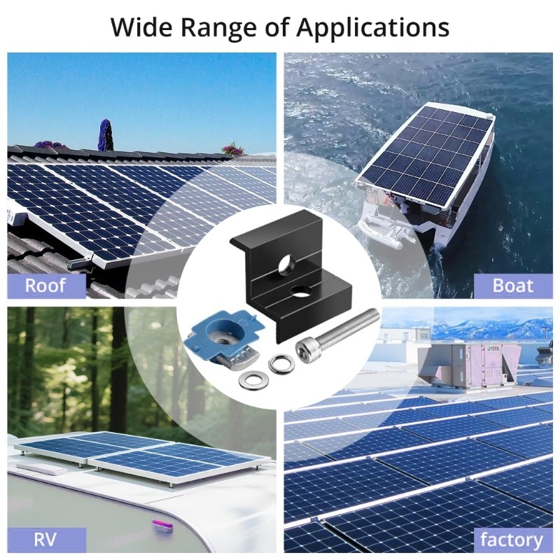 10Pcs Aluminum Alloy Adjustable Solar End Clamp Solar Panel Mounting Bracket