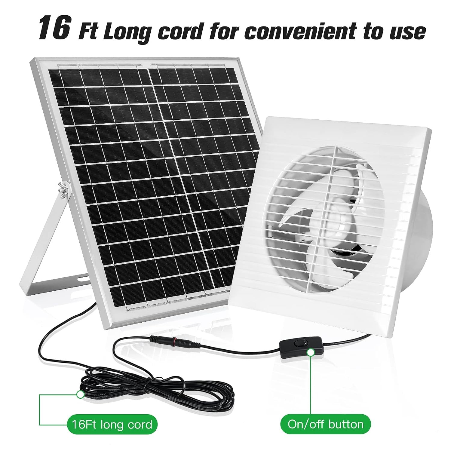 8″ Solar Powered Automatic Exhaust Fan for Greenhouse Shed Chicken Coop Pet