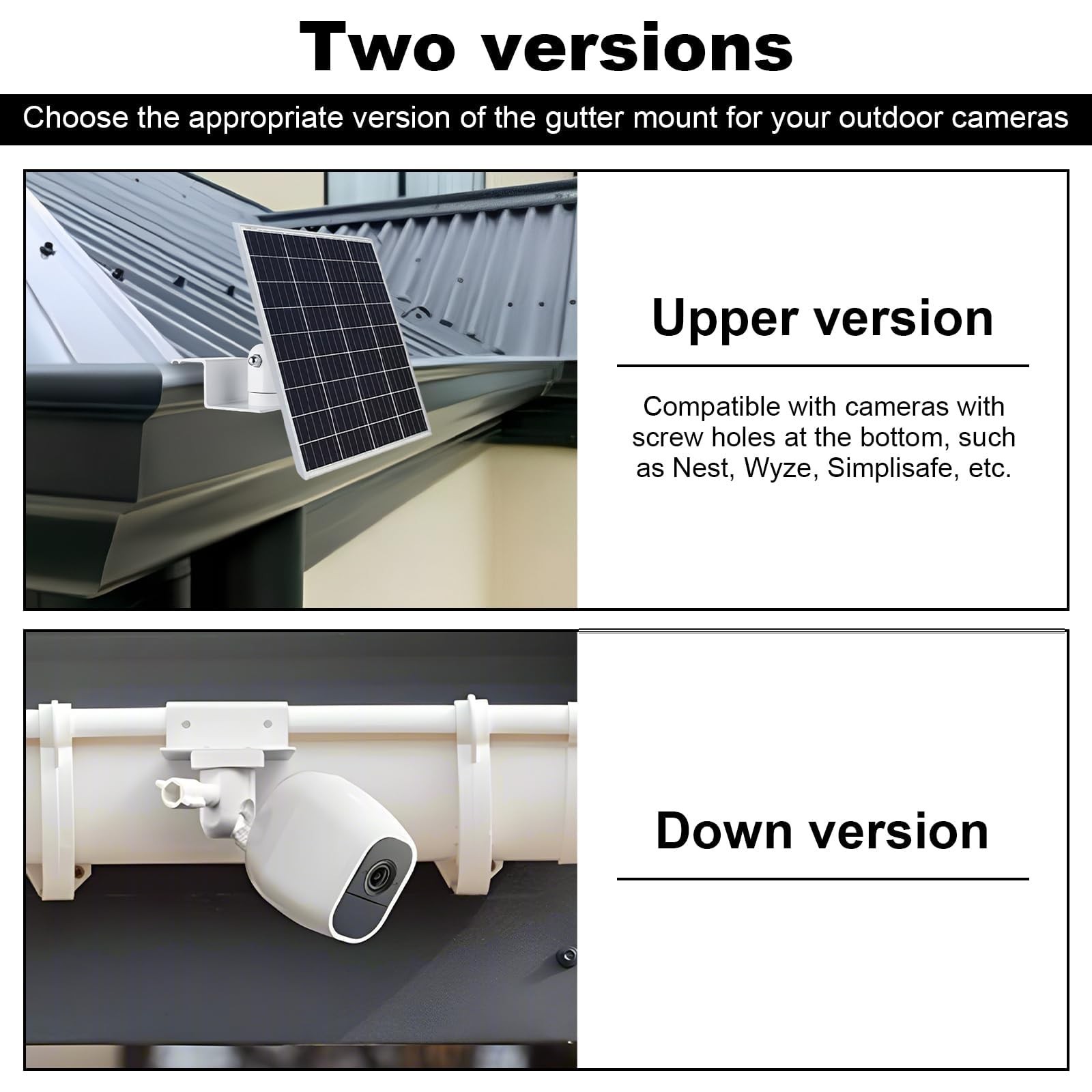 4 PCS Universal Solar Panel Gutter Mount for Ring, Blink, Arlo & More – White