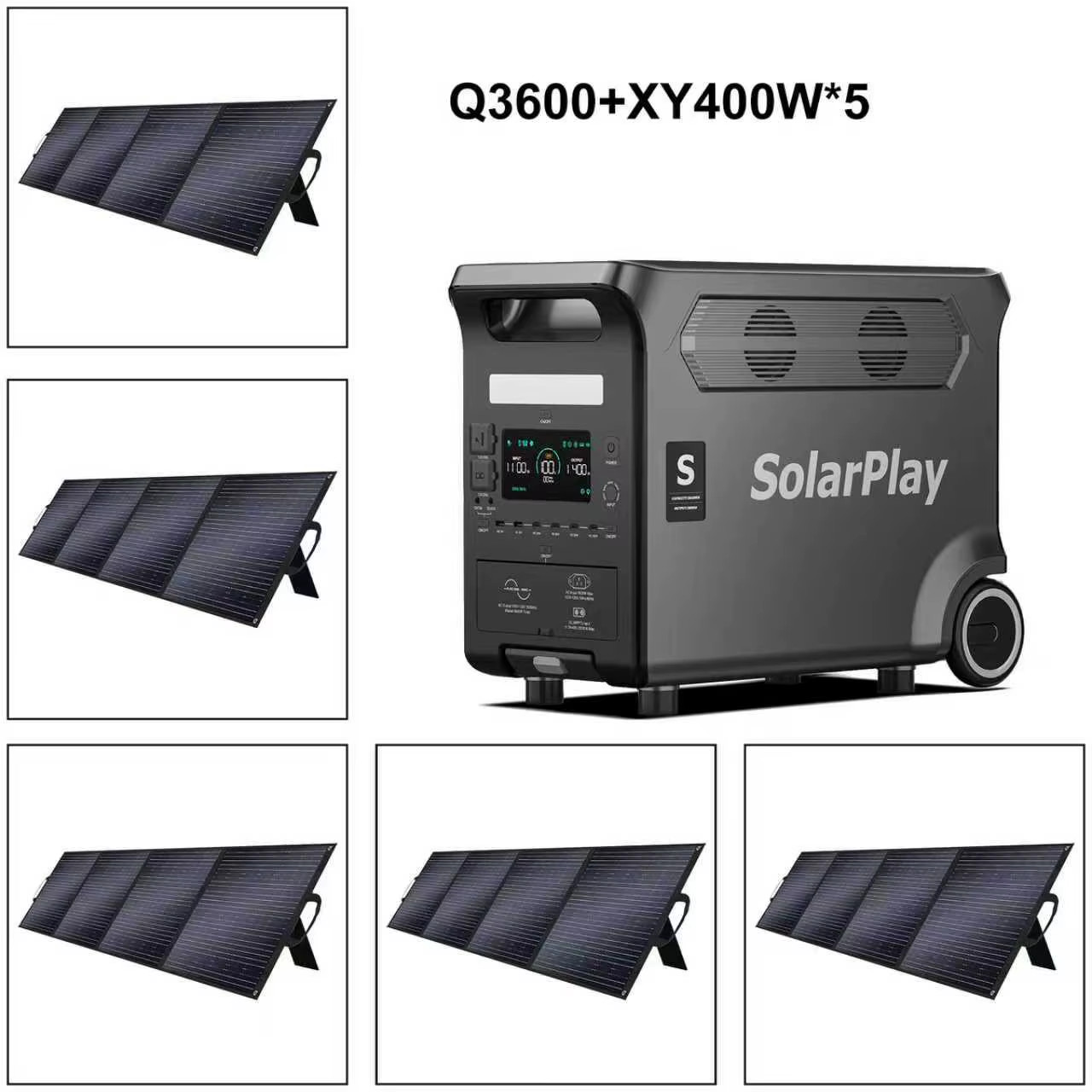 3600W Portable Power Station 3840WH Outdoor Generator with Folable Solar Panels