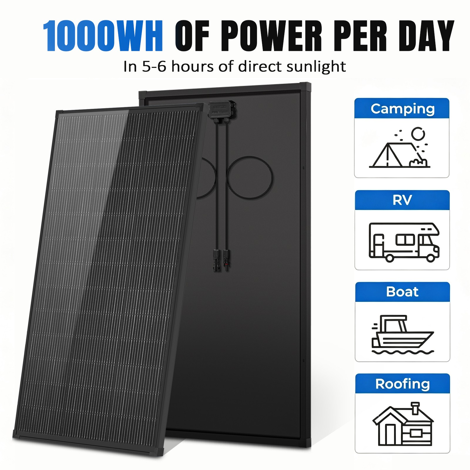 400W 800W Solar Panel 18V Mono N-Type Charger RV Home Off-Grid Roof
