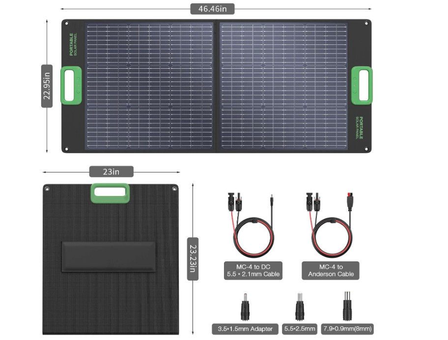 GRECELL 100W Portable Solar Panel for Power Station Generator 20V Foldable