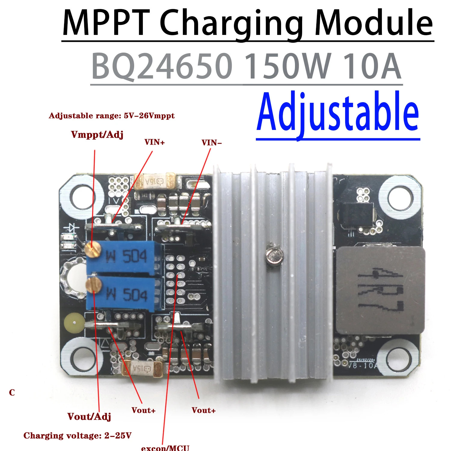 BQ24650 150W 10A DC To DC Buck USP Solar MPPT Charging CC-CV 12V 24V Lead-acid L
