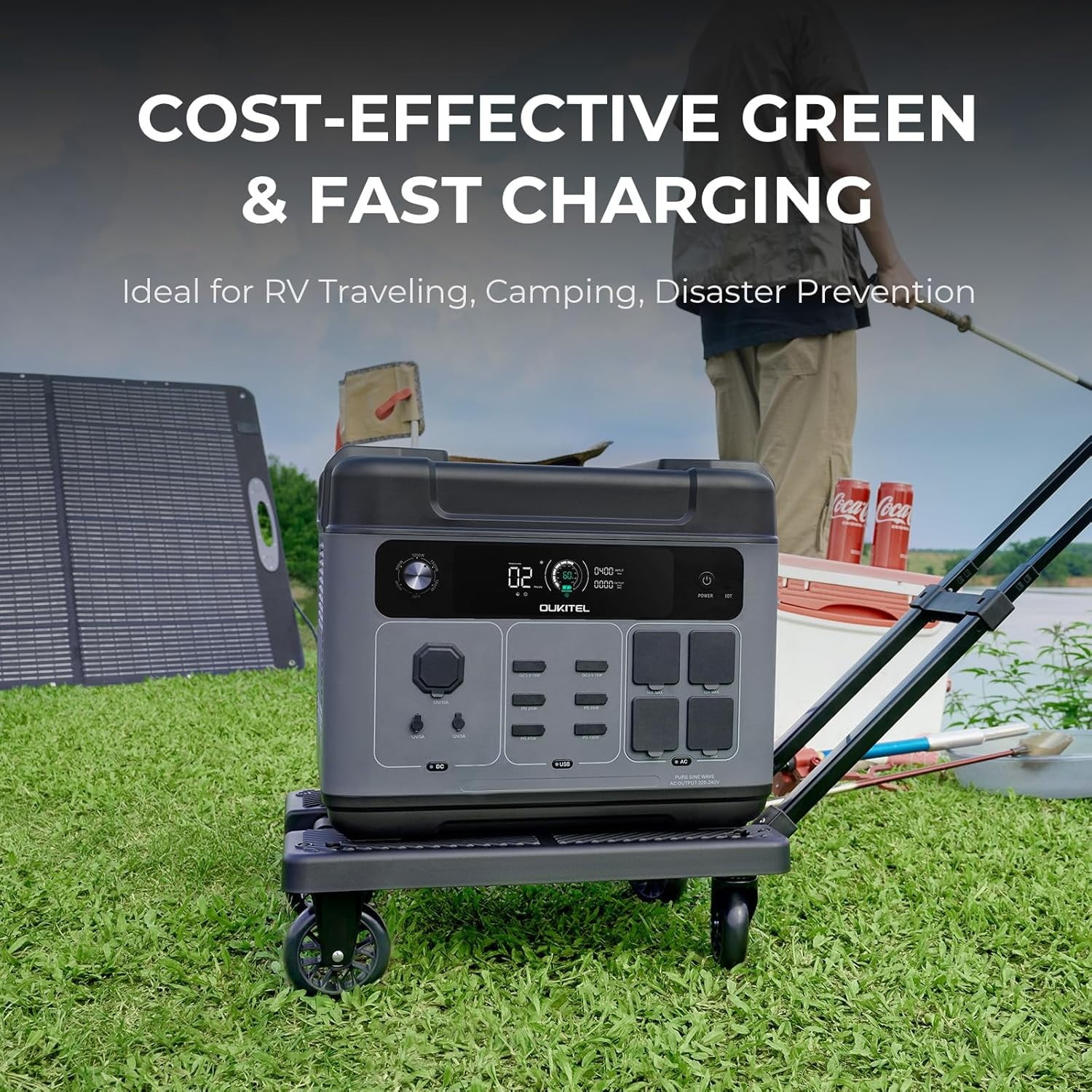 OUKITEL Power Station 2400W/ 2048Wh Solar Generator Fast Charging for Emergencie