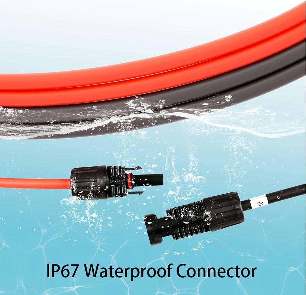 Solar Panel Extension IP67 Cable 15 Feet 10AWG with Female and Male Connector