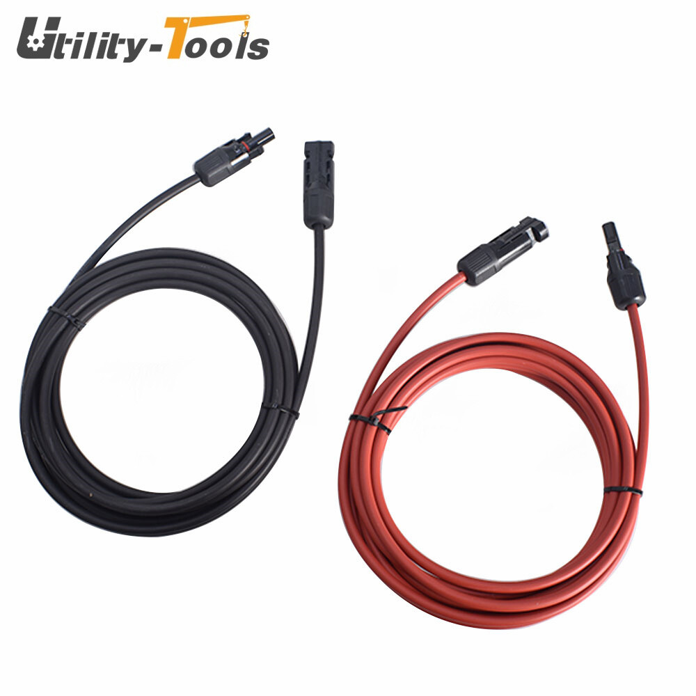 12 AWG 15 FT Black + Red High Quality Solar Panel Extension Cable Wire Connector