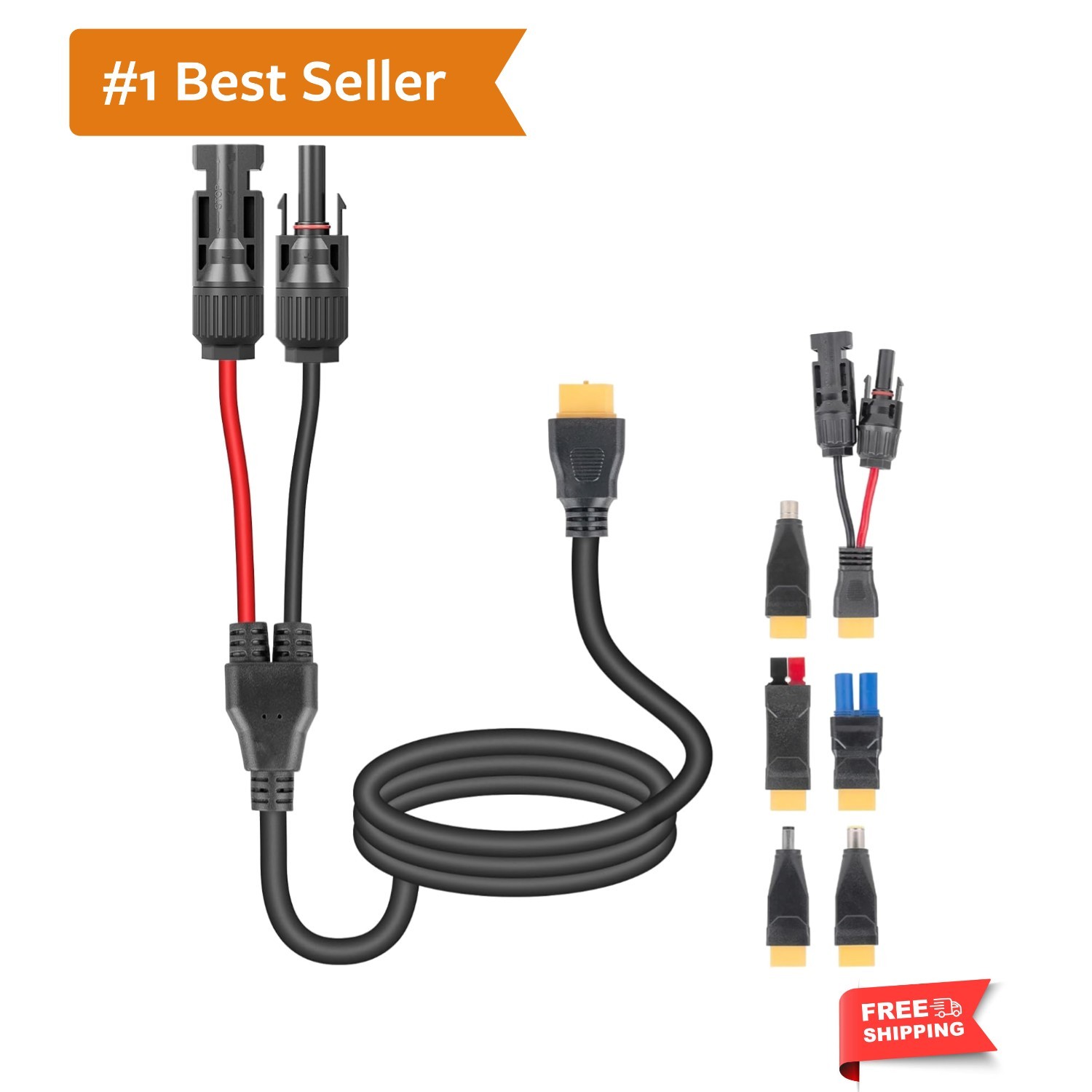6-in-1 Solar Panel Connector Cable Kit, 14AWG Heavy-Duty Weatherproof Extensi…