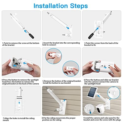 HOLACA 2-in-1 Vinyl Siding Clips for Ring Solar Panel Spotlight Cam White