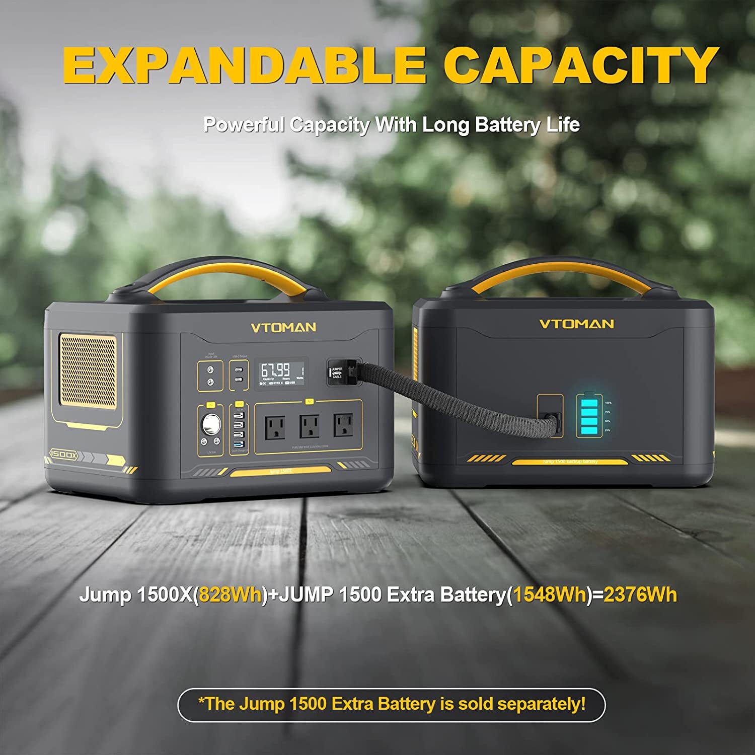 VTOMAN Jump 1500X Portable Power Station 1500W 828Wh LiFePO4 Battery Generator