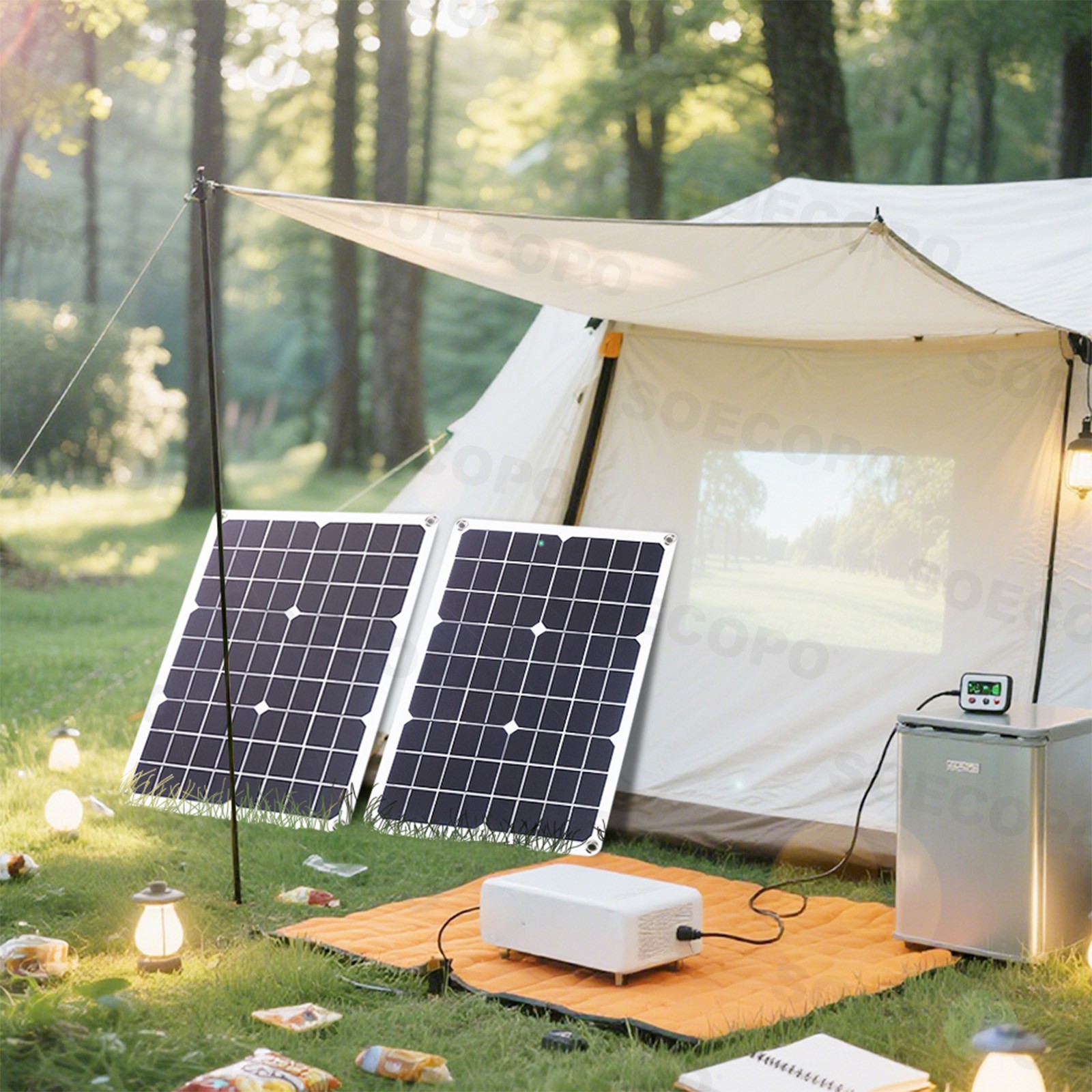 1000W Solar Panels – 2 x 500W Lightweight PV Panels+Y-Cable for Outdoor Charging