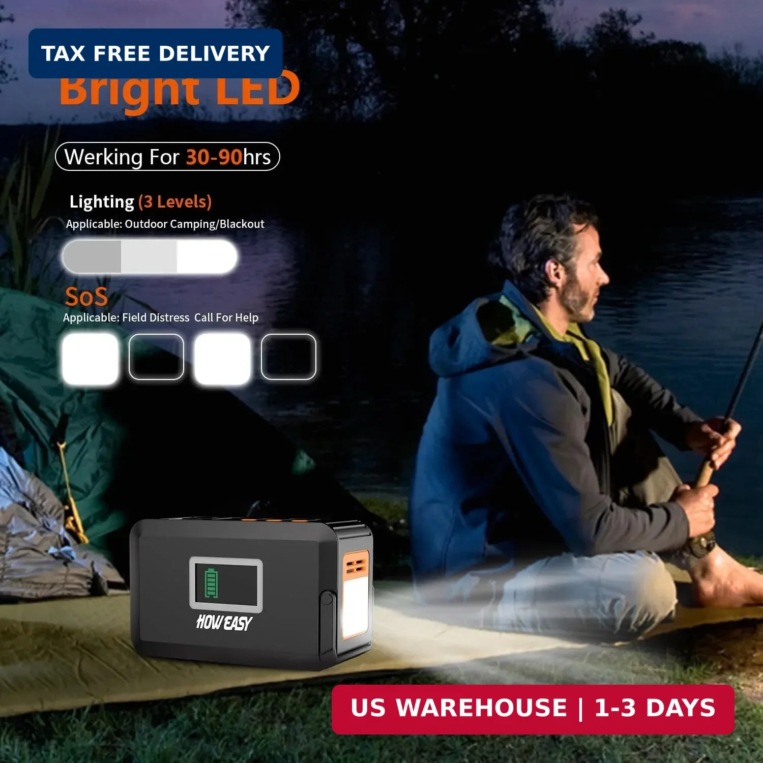 HOWEASY Portable Power Station,120W(240W Peak) Solar Generator,88Wh Lithium Batt