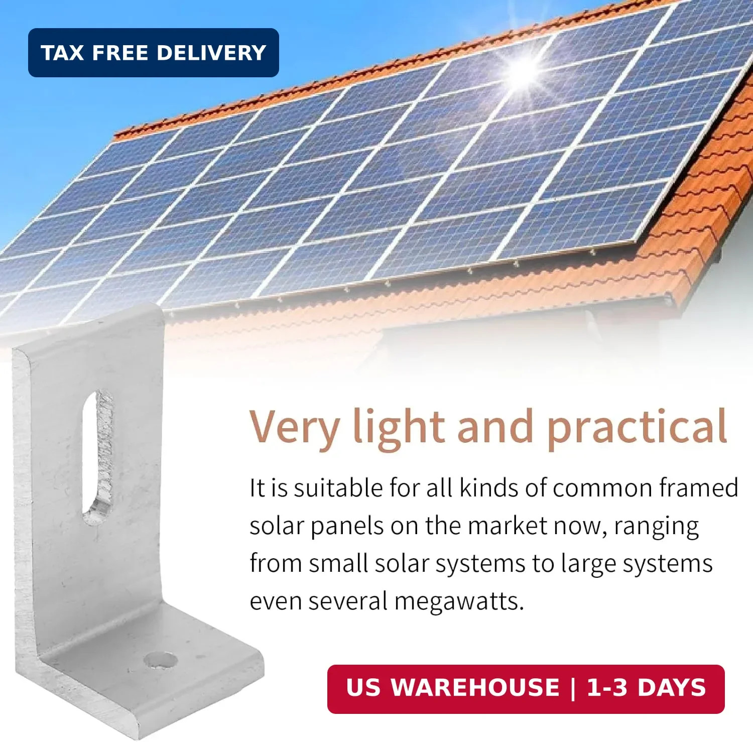 L Foot Solar Mount,Aluminum Alloy Photovoltaic Solar Panel Mounting L Brackets f