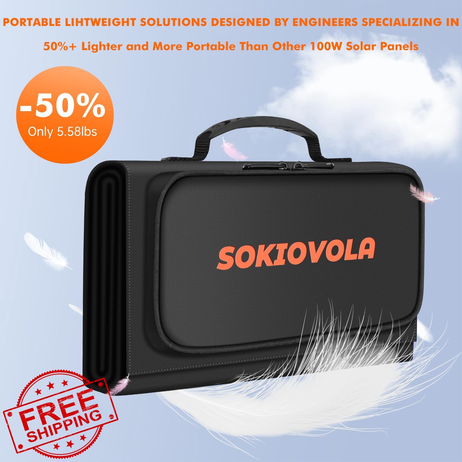 SOKIOVOLA 100W Foldable Solar Panel Orange