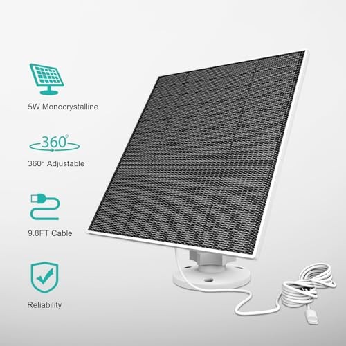 Solar Panel for Eufy Camera, 5W Solar Panel Compatible with Eufycam 3/3C/2/2 1