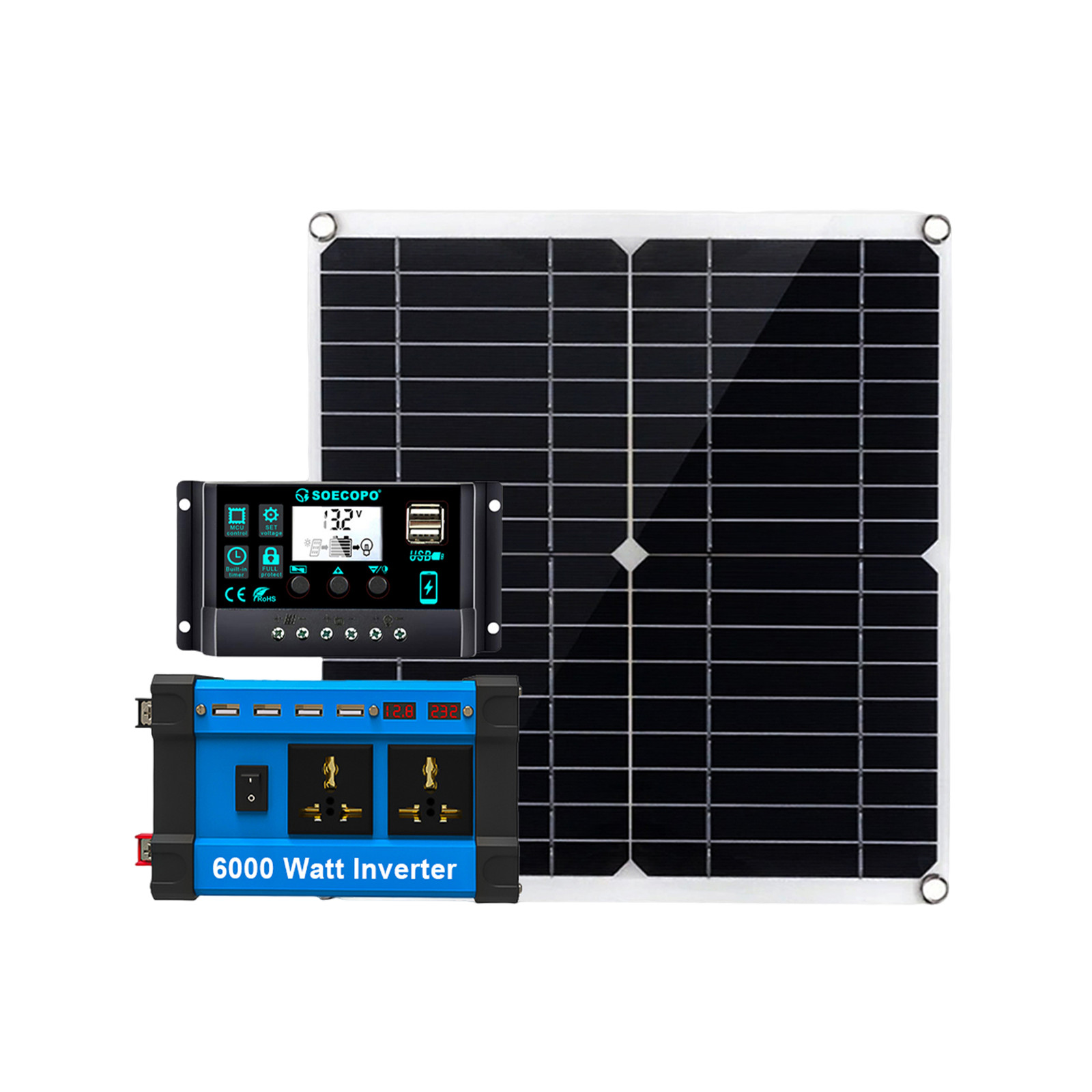 6000W 110V 100A Solar Panel Kit Complete Solar Power Generator Home Grid Syste