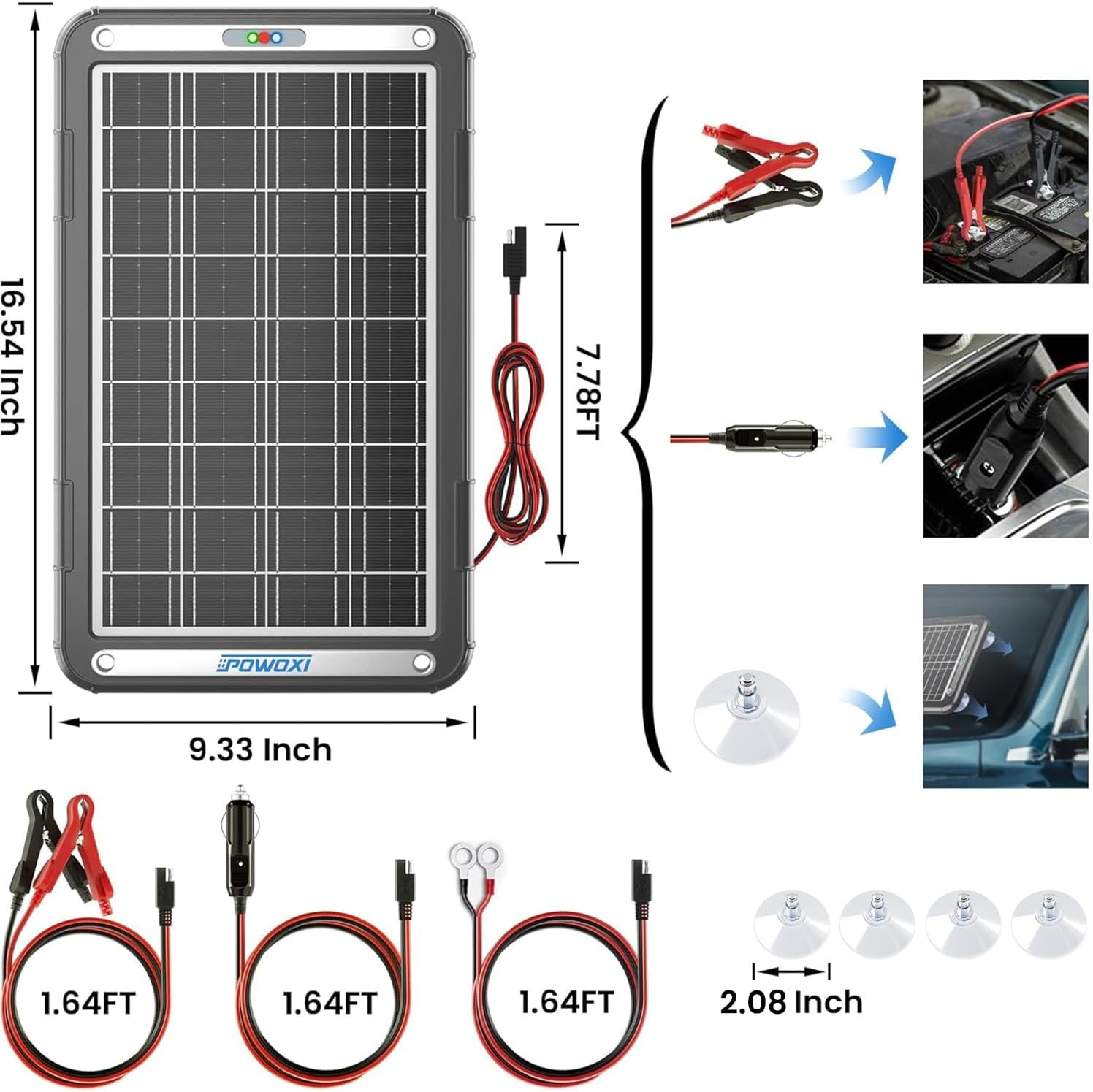 12V Solar Car Battery Charger: 15W Solar Trickle Charger Maintainer with MPPT Co