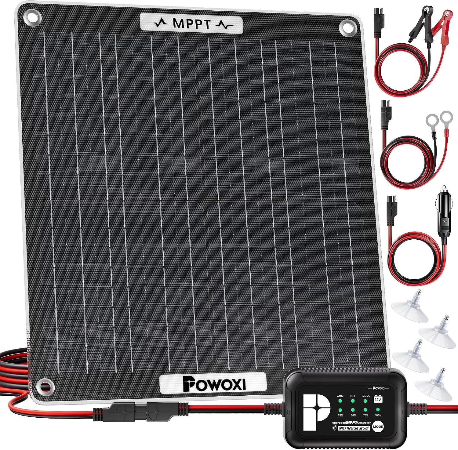 12V Solar Charger with Built-in MPPT & Hands-Free Maintenance – 30W Power