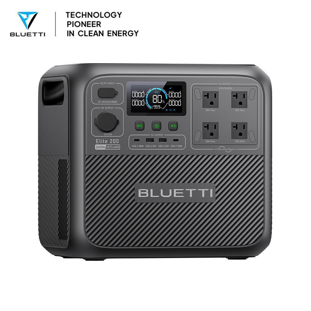 BLUETTI Elite 200 V2 2600W 2073.6Wh Power Station+200W Solar Panel for