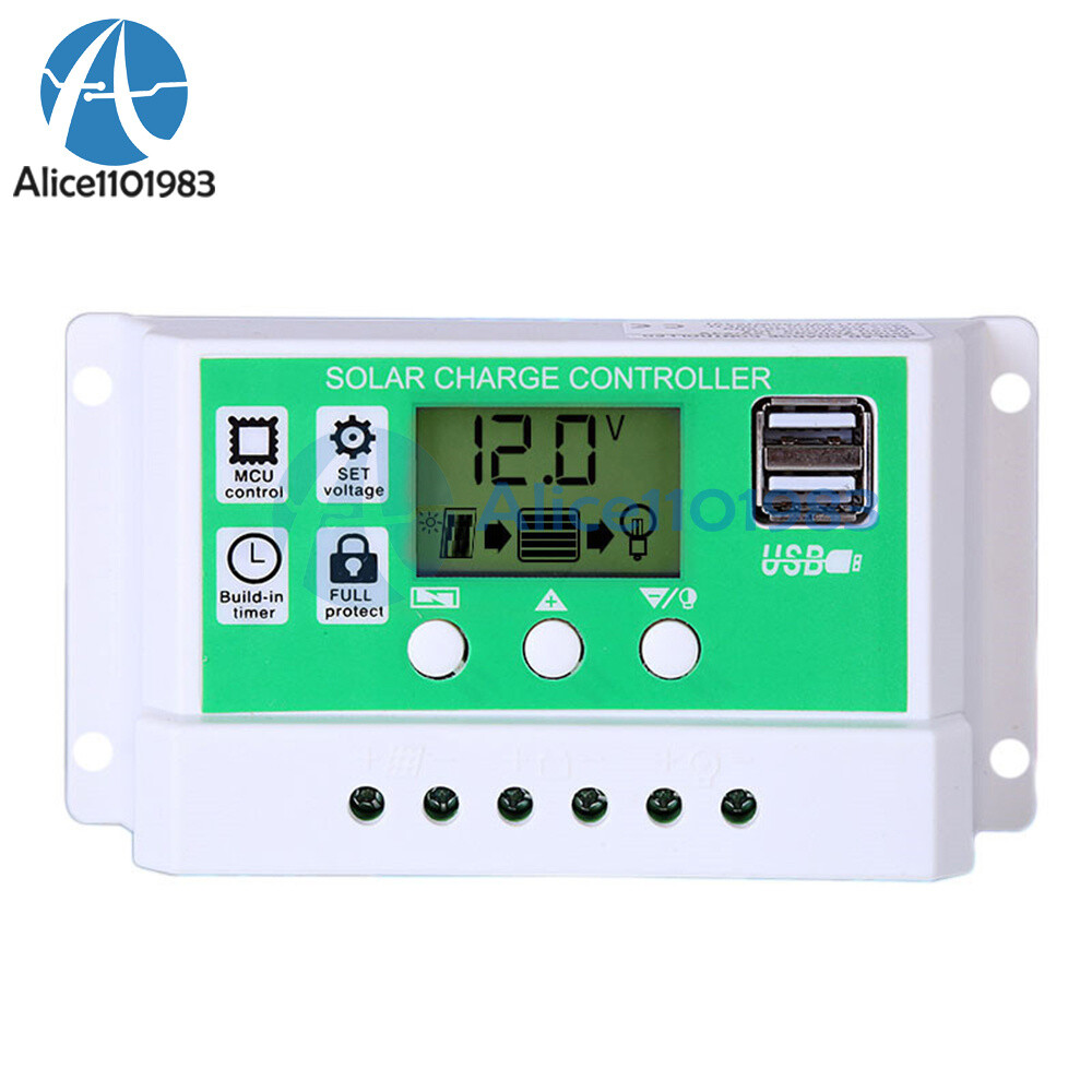 12V 24V 10A/20A/30A Solar Panel Regulator Charge Controller Battery Dual USB PWM