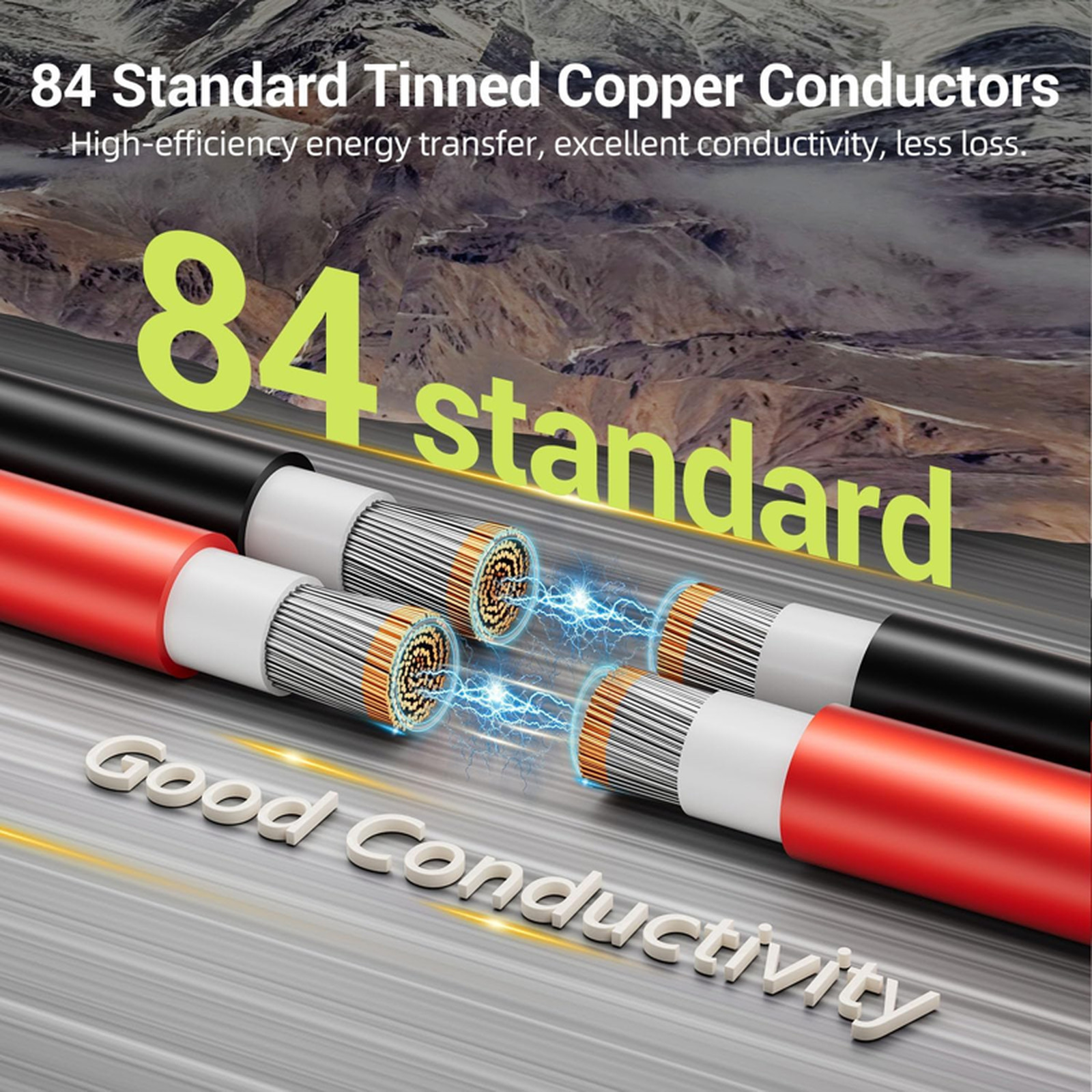 10AWG Solar Panel Extension Cable, 6mm2 Tinned Copper PV Wire, 50FT Red Black