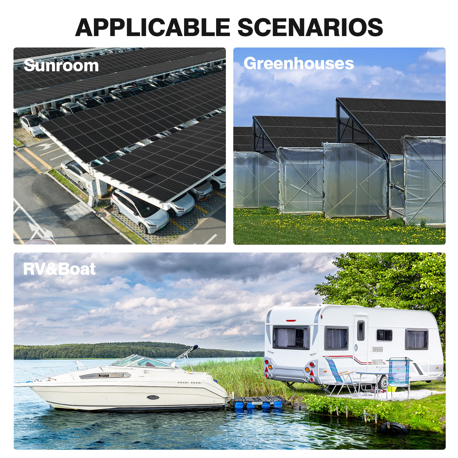 100W Watt Solar Panel Mono Black 2Pack 12V/24V for Sunshed RV Home Boat Off-Grid