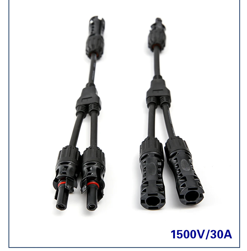 Parallel Connector 2-to-1 PV 1000V 30A Branch Adapter Cable For Combiner Box