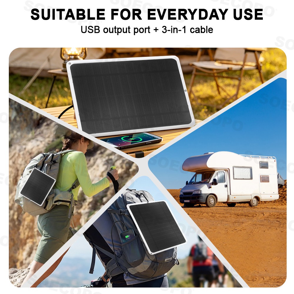 20W Flexible Solar Panel Charger Monocrystalline with USB Output Fast & Charger