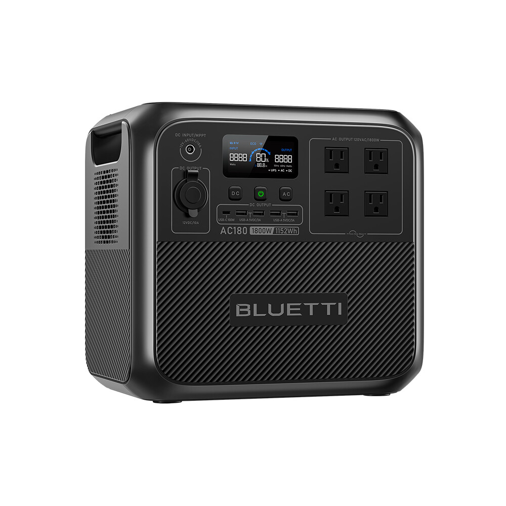 BLUETTI AC180 1800W 1152Wh Solar Generator +200W Solar Panel MPPT Charge Control