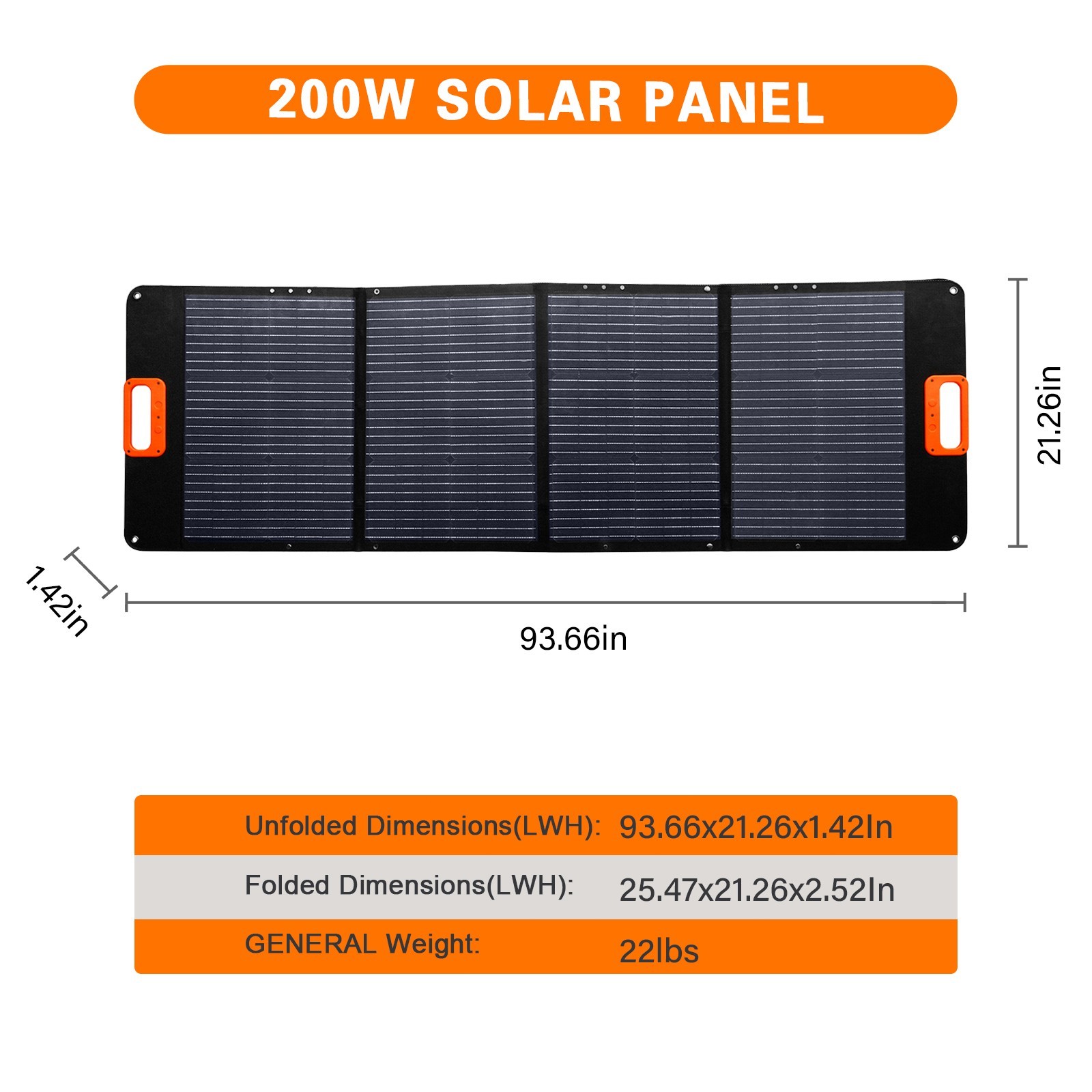High-Efficiency 200W Quad-fold Portable Solar Panel for Power Station Off-Grid